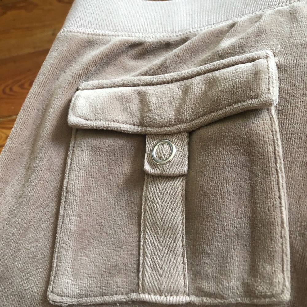 Drawstring velour wide leg pants